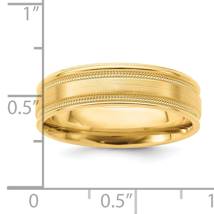 14k Yellow Gold Heavy Comfort Fit Brush Satin Fancy Band-YB102H