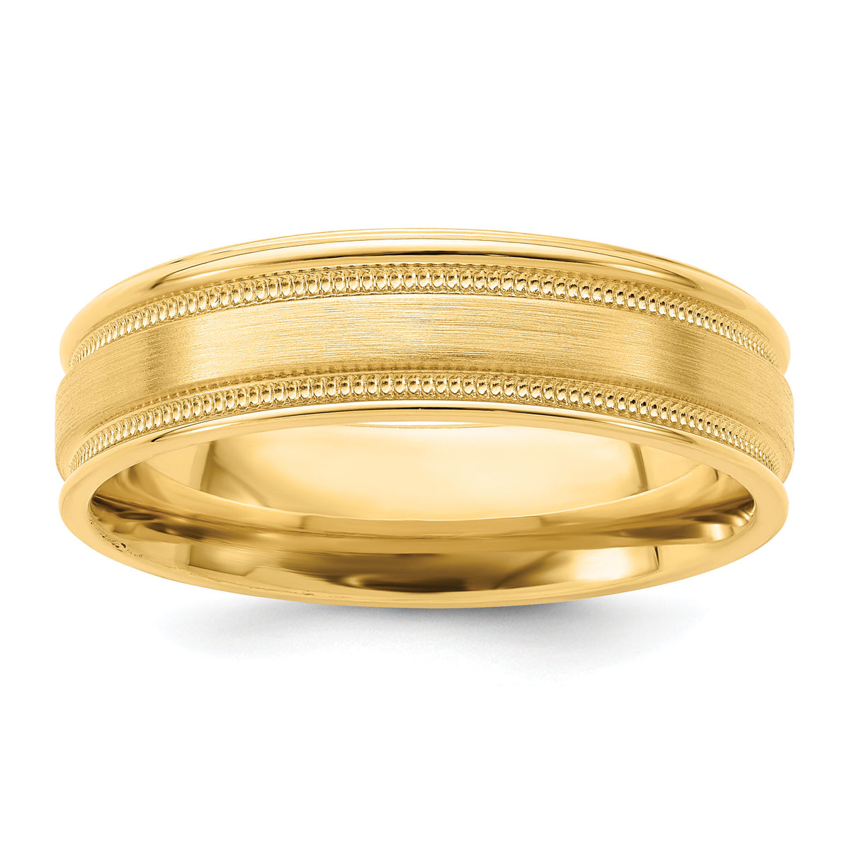 14k Yellow Gold Standard Comfort Fit Brush Satin Fancy Band-YB102S