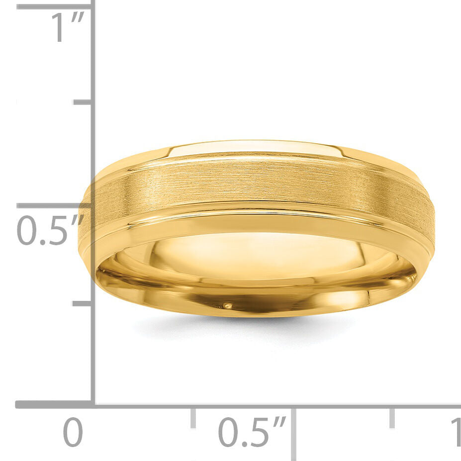 14k Yellow Gold Heavy Comfort Fit Brush Satin Fancy Band-YB103H