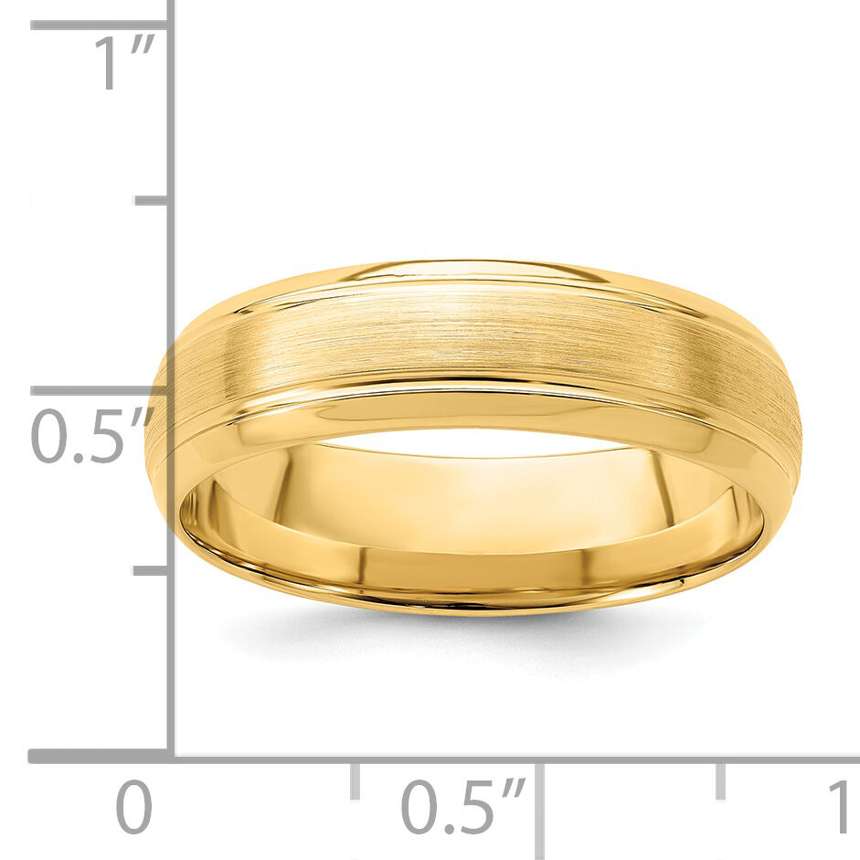 14k Yellow Gold Light Comfort Fit Brush Satin Fancy Band-YB108L