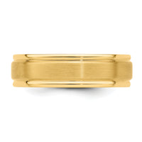 14k Yellow Gold Standard Comfort Fit Brush Satin Fancy Band-YB109S
