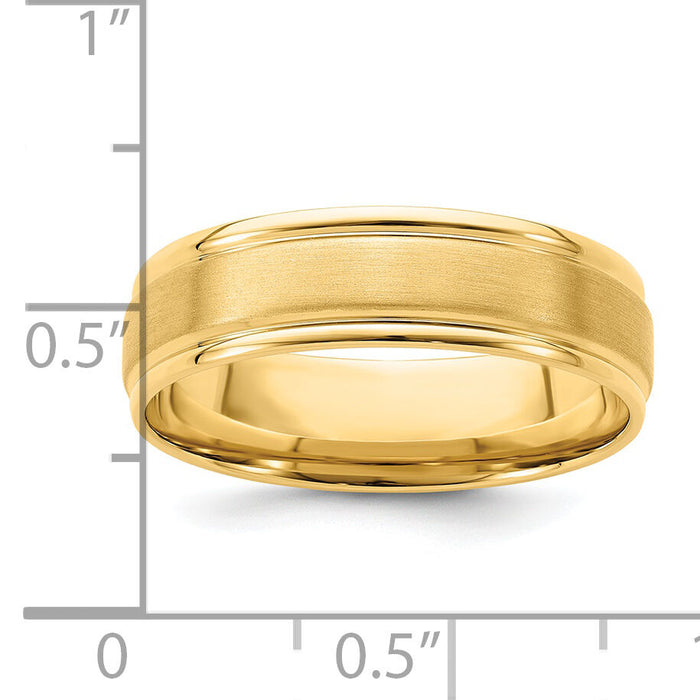 14k Yellow Gold Light Comfort Fit Brush Satin Fancy Band-YB109L