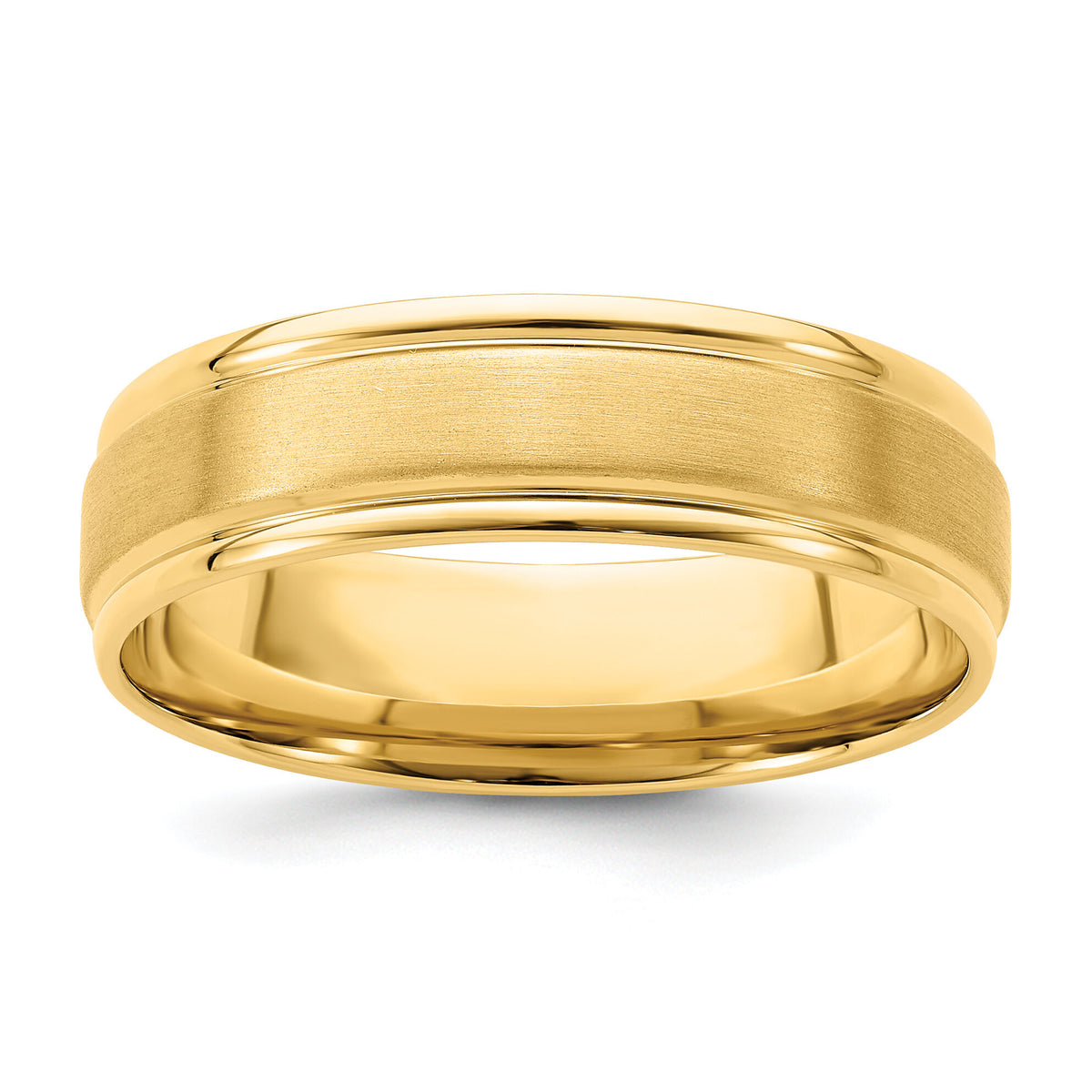 14k Yellow Gold Heavy Comfort Fit Brush Satin Fancy Band-YB109H
