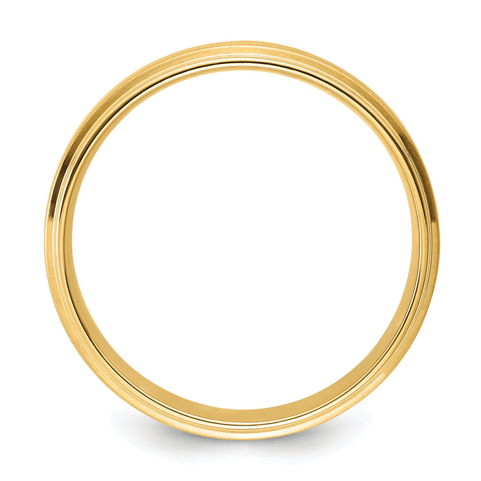 14k Yellow Gold Light Comfort Fit Brush Satin Fancy Band-YB112L