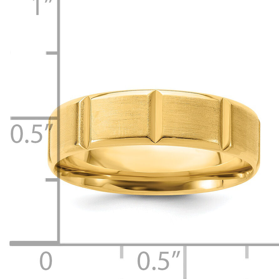 14k Yellow Gold Standard Comfort Fit Brush Satin Fancy Band-YB113S