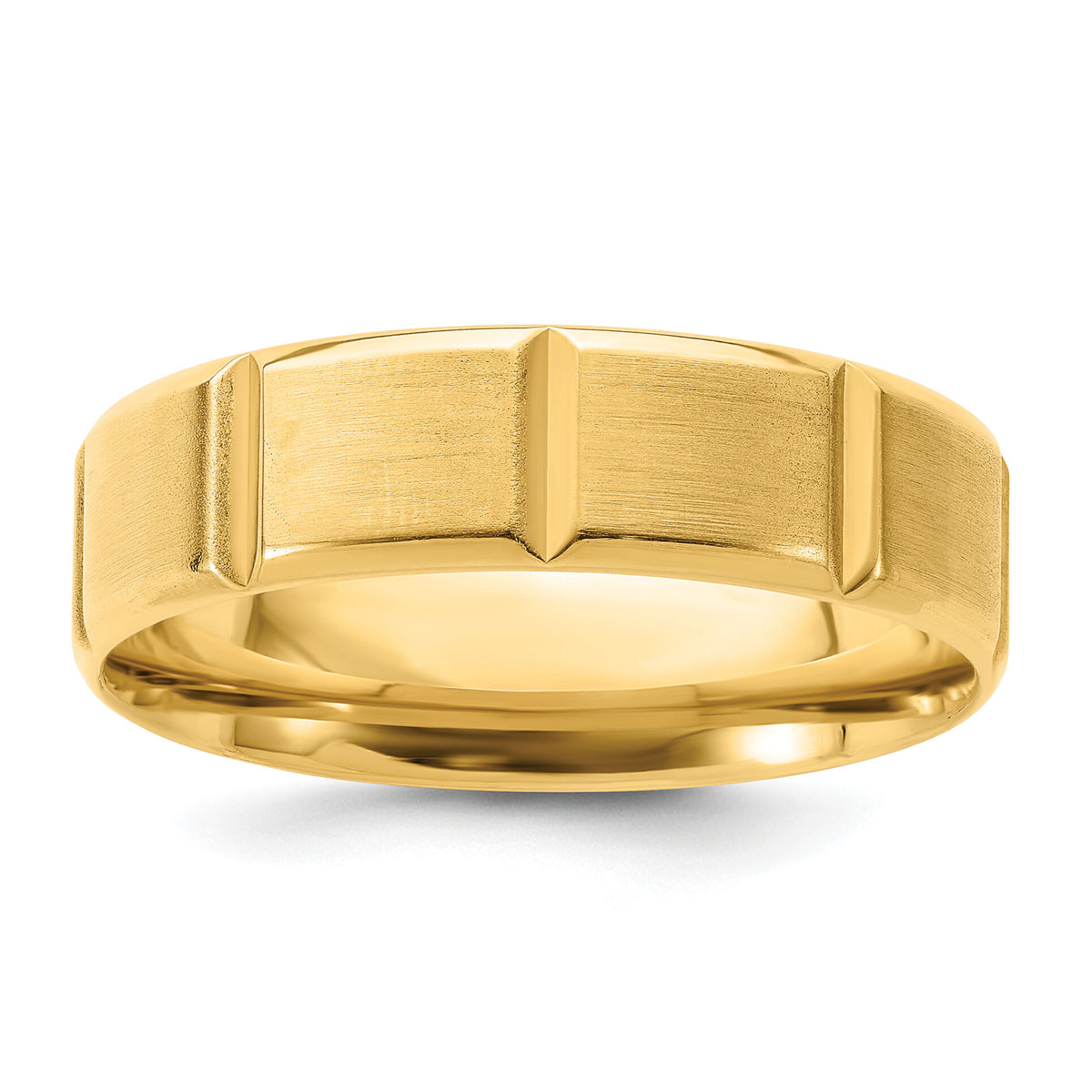 14k Yellow Gold Standard Comfort Fit Brush Satin Fancy Band-YB113S