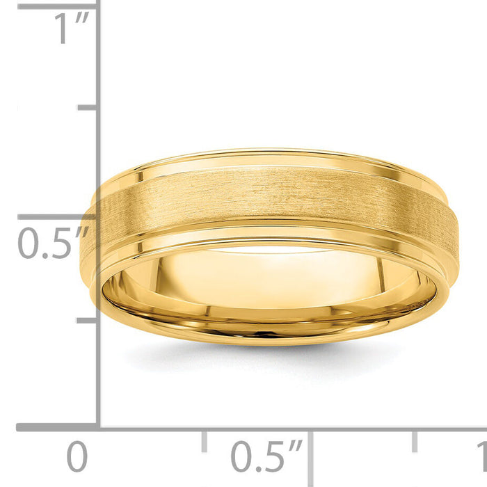 14k Yellow Gold Standard Comfort Fit Brush Satin Fancy Band-YB118S