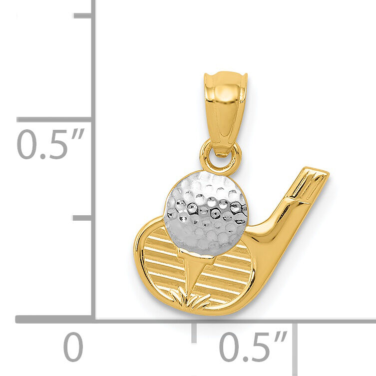 14k and Rhodium Golf Pendant-YC1009