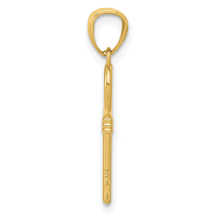 14K Polished 3D Heart Key Charm-YC1029