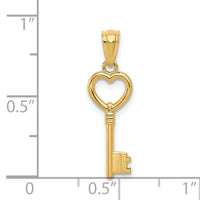 14K Polished 3D Heart Key Charm-YC1029