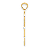 14K w/White Rhodium Polished Heart Key Charm-YC1031