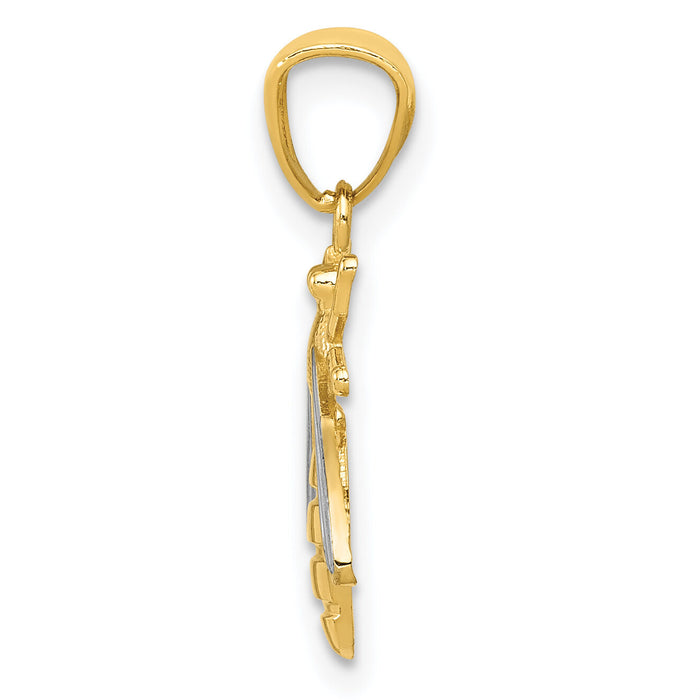 14k w/Rhodium Bee Pendant-YC1055