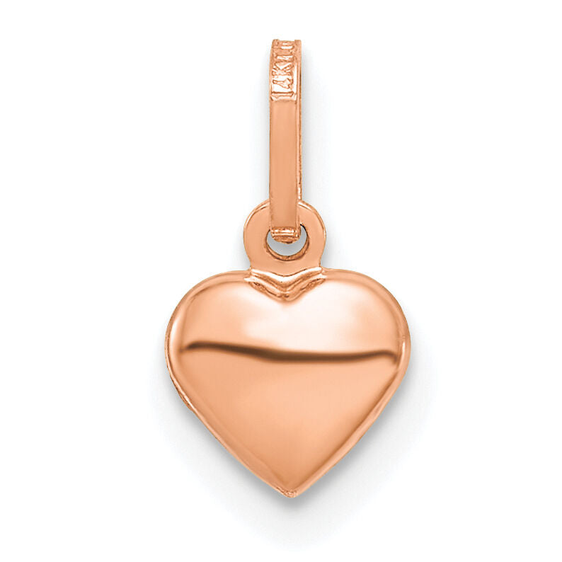 14K Rose Gold Polished 3-D Heart Charm-YC1063R
