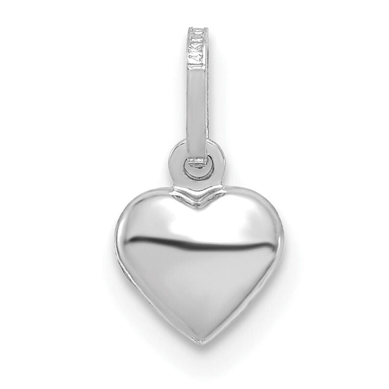 14K White Gold Polished 3-D Heart Charm-YC1063W