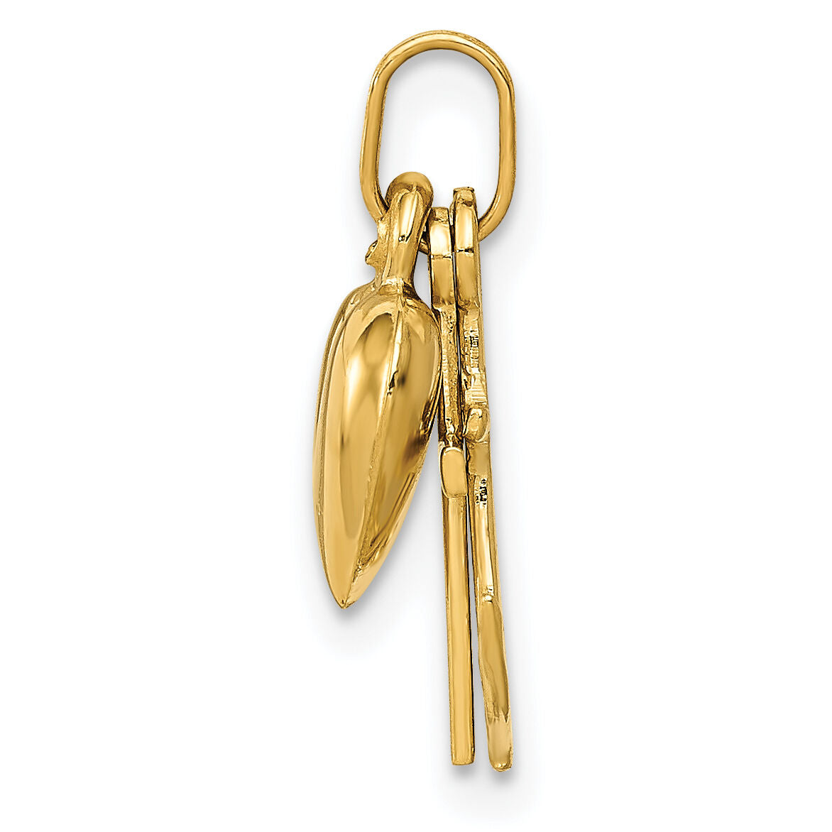 14K Polished Heart Cross Anchor Pendant-YC1067