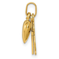 14K Polished Heart Cross Anchor Pendant-YC1067