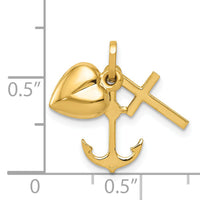 14K Polished Heart Cross Anchor Pendant-YC1067