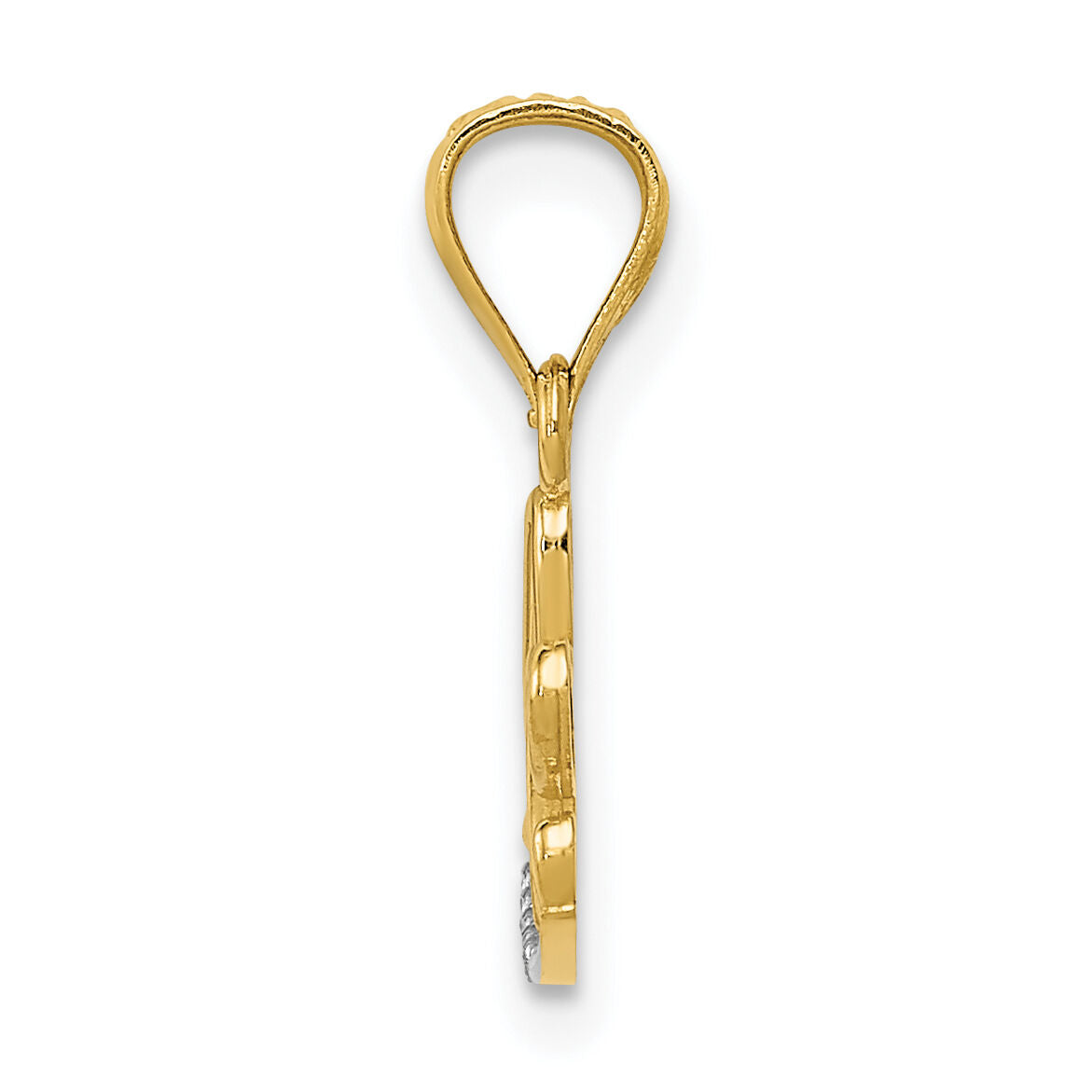 14k w/Rhodium Diamond-cut LOVE Pendant-YC1077