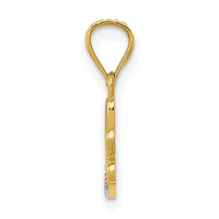 14k w/Rhodium Diamond-cut LOVE Pendant-YC1077