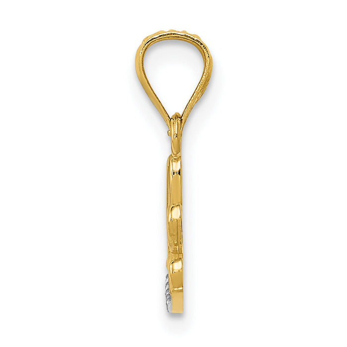 14k w/Rhodium Diamond-cut LOVE Pendant-YC1077
