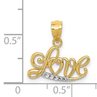 14k w/Rhodium Diamond-cut LOVE Pendant-YC1077
