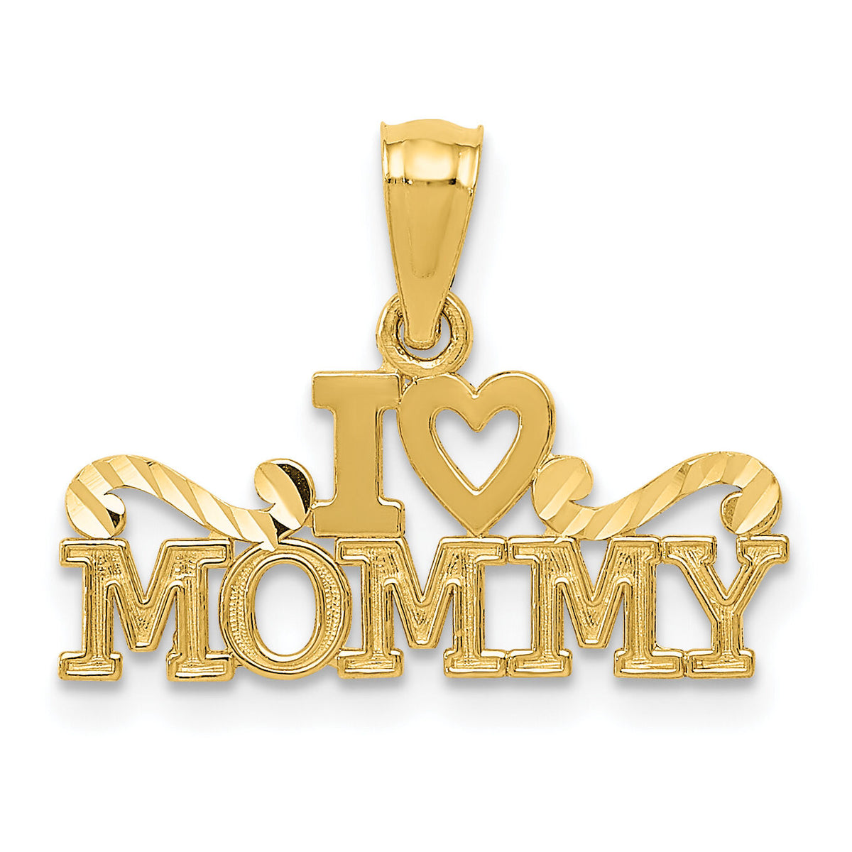 14k Yellow Gold I Heart Mommy Pendant-YC1080