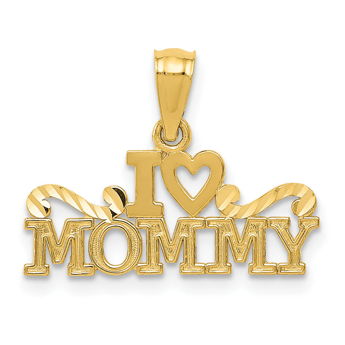 14k Yellow Gold I Heart Mommy Pendant-YC1080