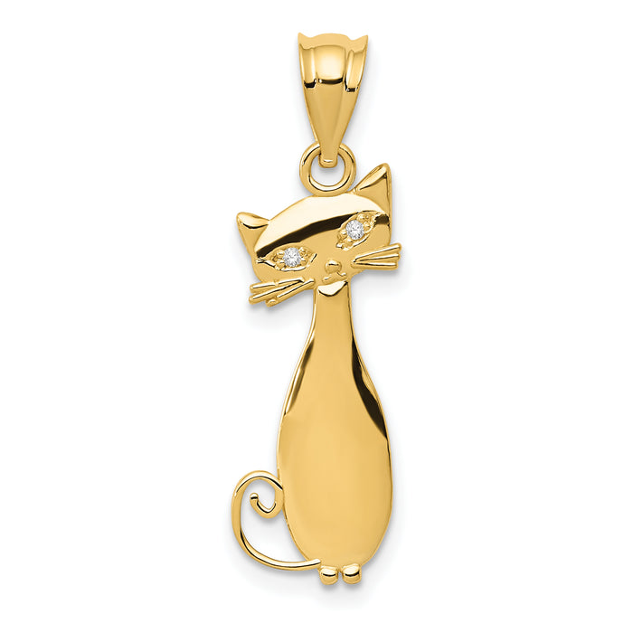 14k Diamond Cat Pendant-YC1105