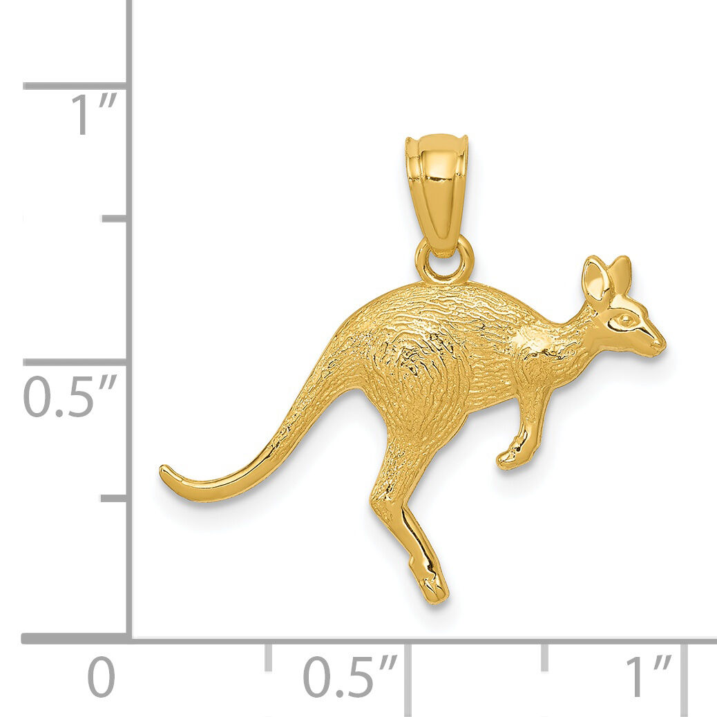 14k Yellow Gold Textured Kangaroo Pendant-YC1106