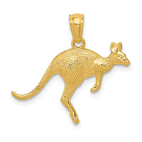 14k Yellow Gold Textured Kangaroo Pendant-YC1106
