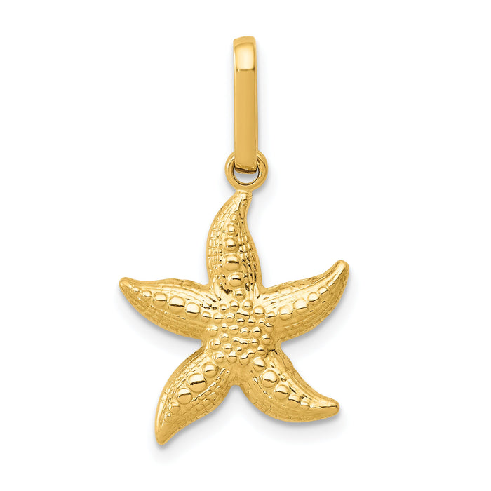 14k Textured Hollow Starfish Pendant-YC1111