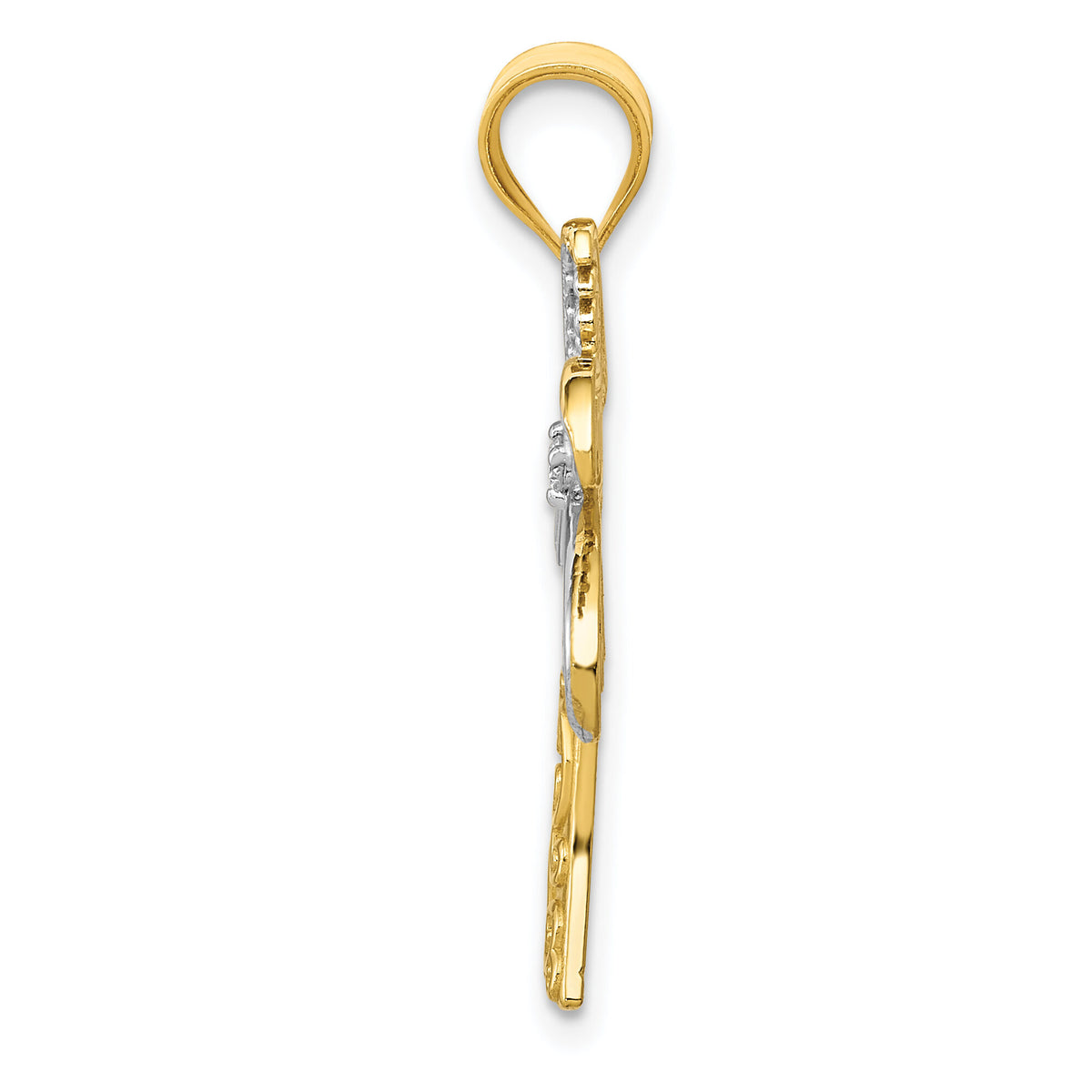 14K w/Rhodium Diamond Palm Tree Pendant-YC1112