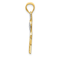 14K w/Rhodium Diamond Palm Tree Pendant-YC1112