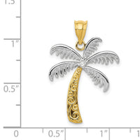 14K w/Rhodium Diamond Palm Tree Pendant-YC1112