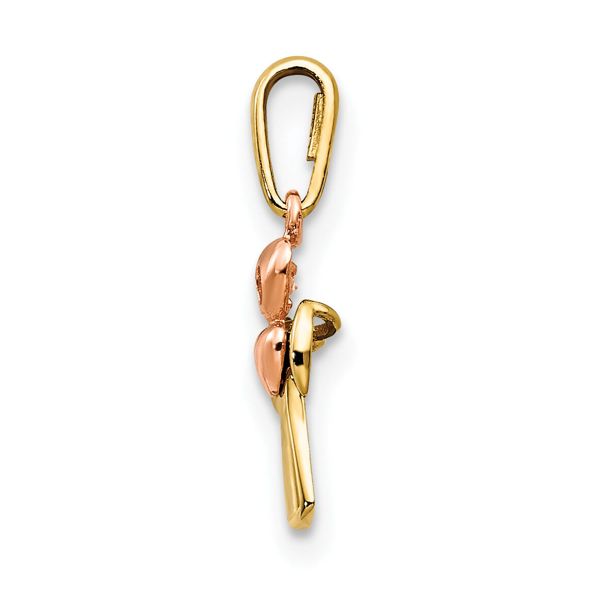 14k Yellow and Rose Gold CZ Children's Cross Heart Pendant-YC1116