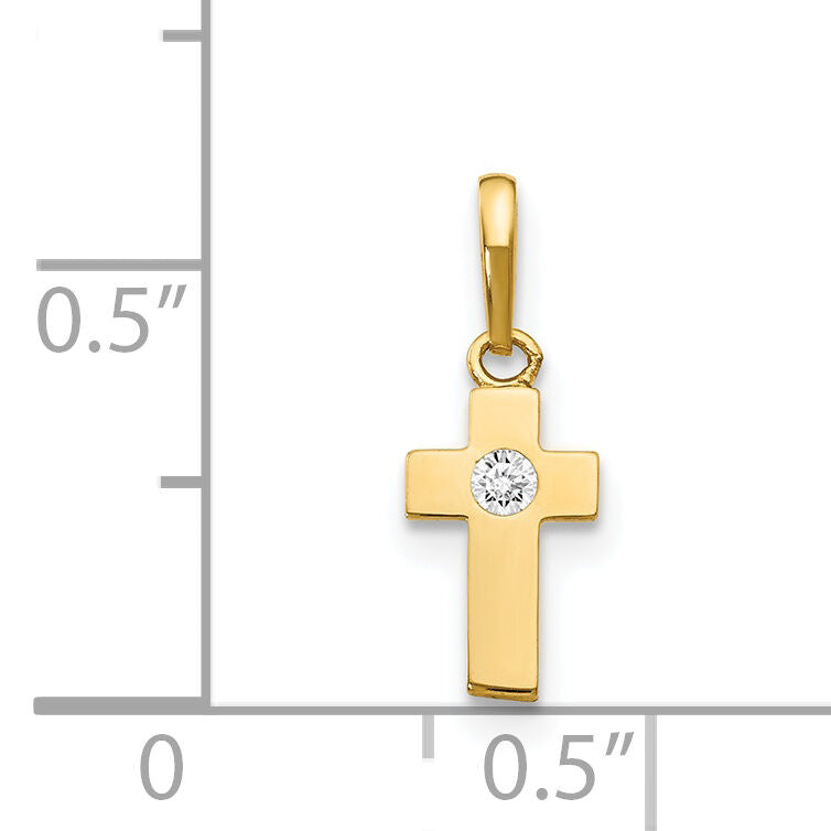 14k CZ Children's Cross Pendant-YC1126