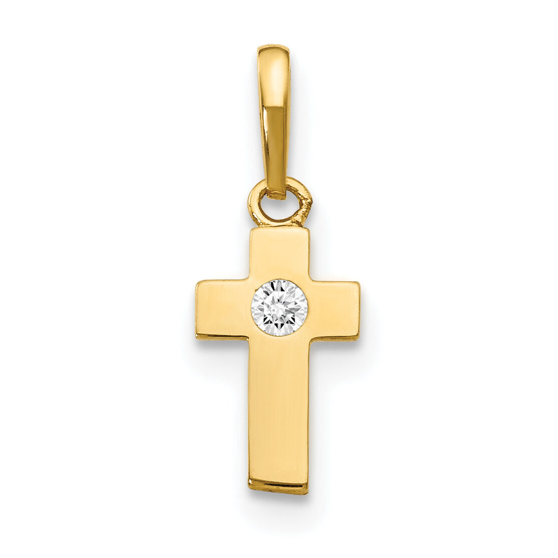 14k CZ Children's Cross Pendant-YC1126