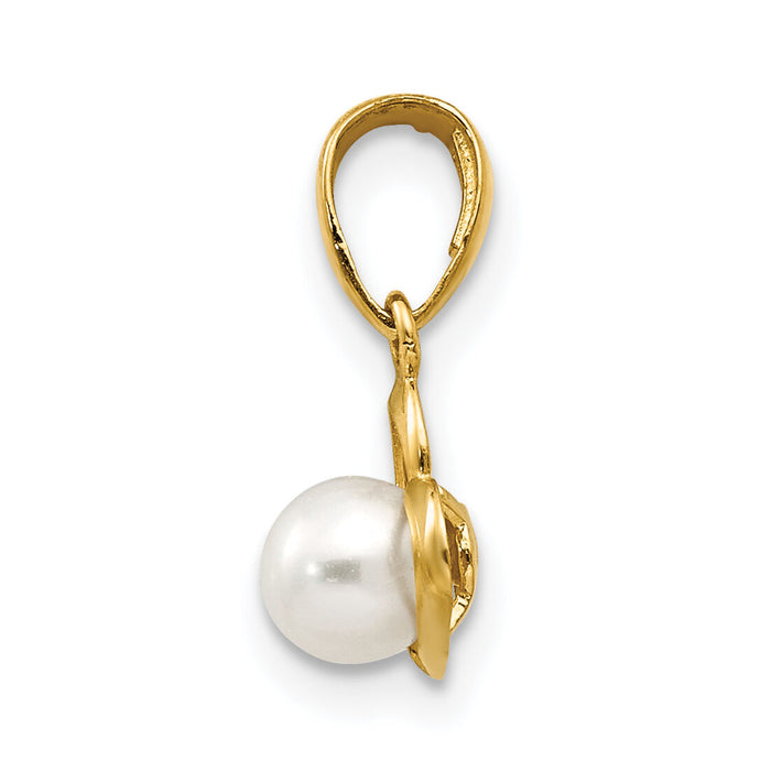 14k FW Cultured Pearl Children's Heart Pendant-YC1129