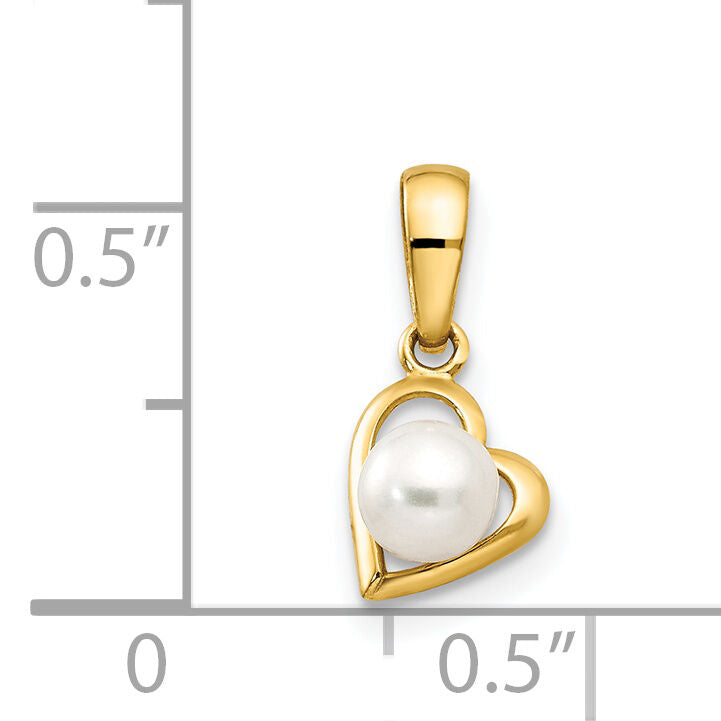 14k FW Cultured Pearl Children's Heart Pendant-YC1129