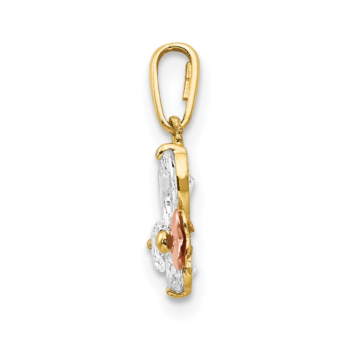 14k Yellow and Rose Gold CZ Children's Butterfly Pendant-YC1158