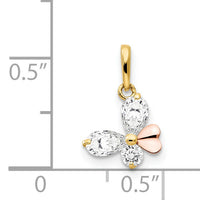 14k Yellow and Rose Gold CZ Children's Butterfly Pendant-YC1158