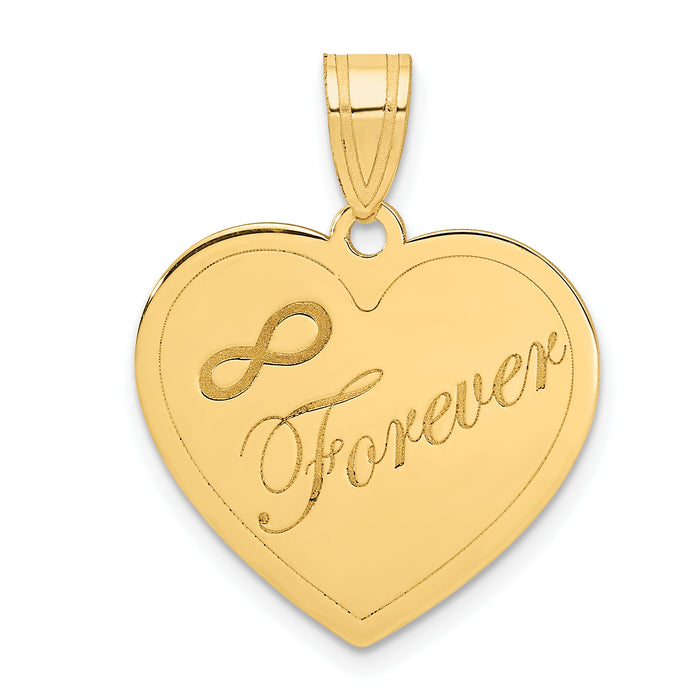 14k Infinity FOREVER Laser Cut Charm Heart Pendant-YC1170