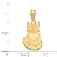 14k Laser Cut Cat with Heart Charm-YC1181