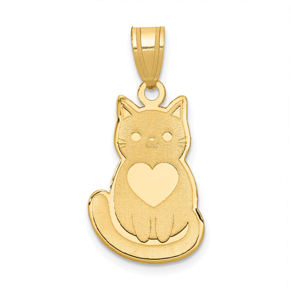 14k Laser Cut Cat with Heart Charm-YC1181