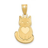 14k Laser Cut Cat with Heart Charm-YC1181