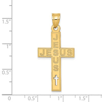 14K Laser Cut JESUS Cross Charm-YC1196