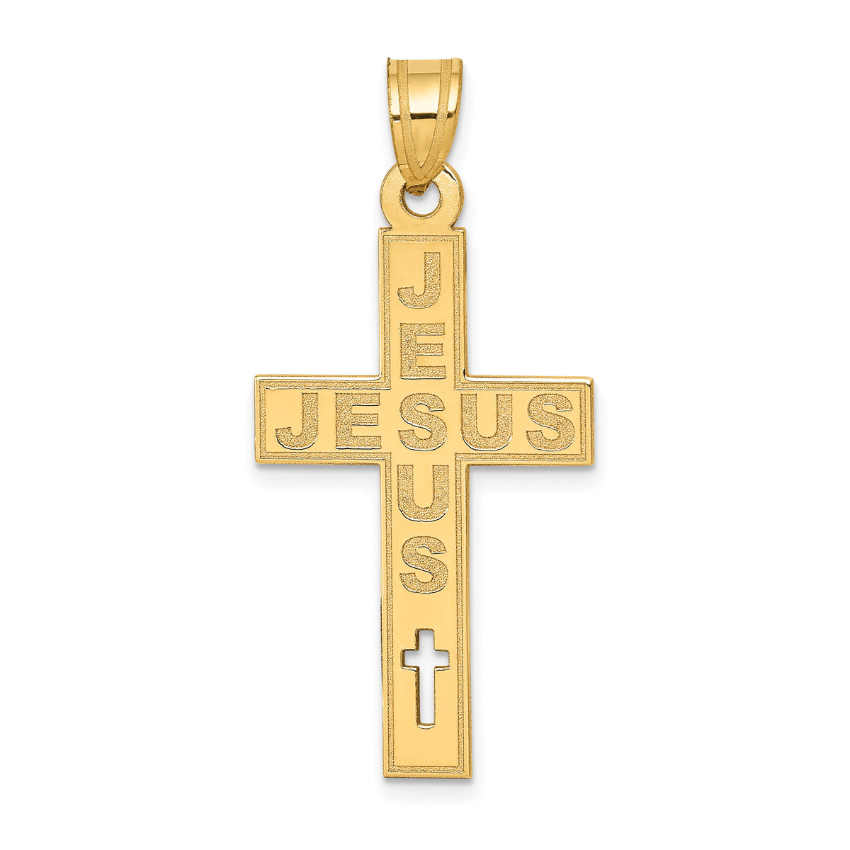 14K Laser Cut JESUS Cross Charm-YC1196