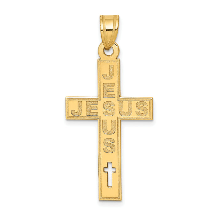 14K Laser Cut JESUS Cross Charm-YC1196