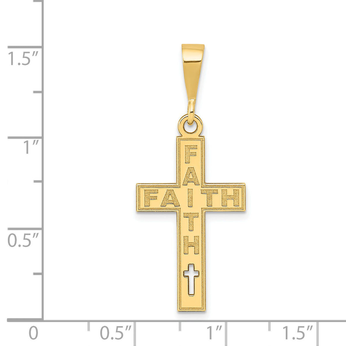 14K Laser Cut FAITH Cross Charm-YC1198