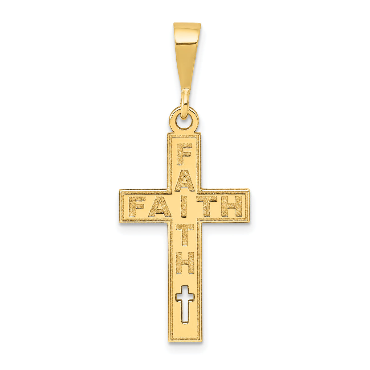 14K Laser Cut FAITH Cross Charm-YC1198
